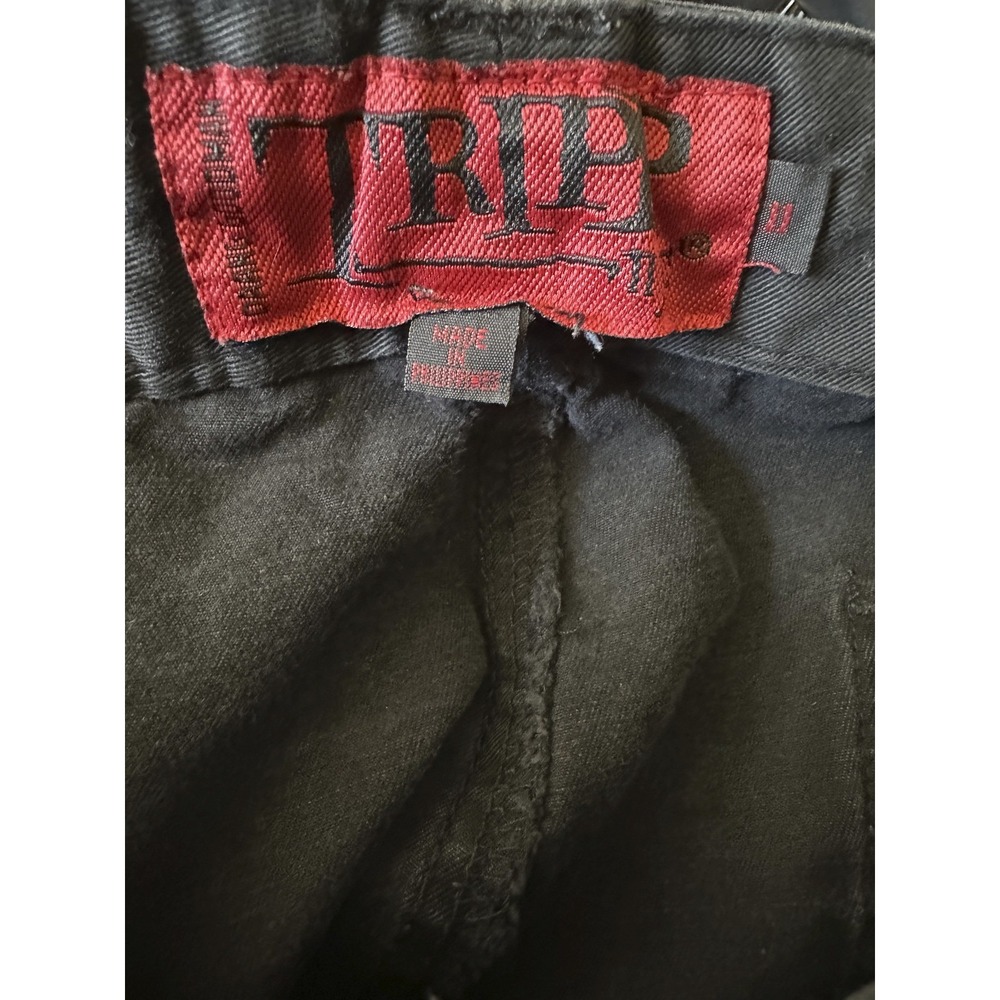 Tripp NYC Wide Leg Size 11 Jeans Black Goth Emo Punk Rave Chain Buckle 34" Waist - Picture 8 of 16